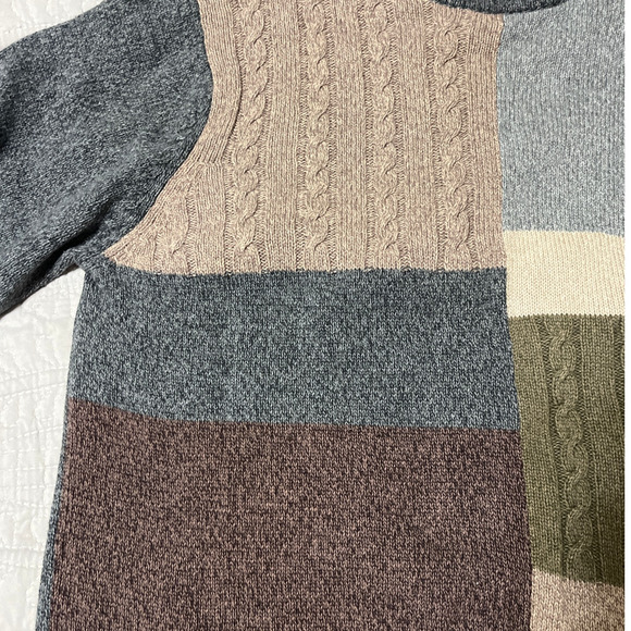 Geoffrey Bean Vintage 90s Pullover Sweater XL Colorblock Cable Knit Grandpa - Picture 6 of 10